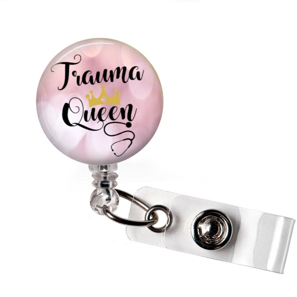Badge Reel Funny Nurse Trauma Queen ER ICU Retractable ID Name Holder